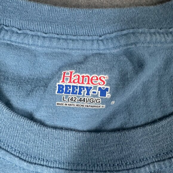 The Salty Dog Cafe Large Hanes Beefy-T Light Blue Crew Neck Short Sleeve T-shirt - Picture 7 of 8